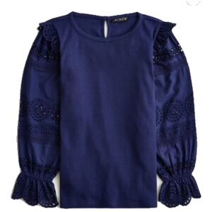 J. Crew Royal Blue Eyelet Sleeve Blouse